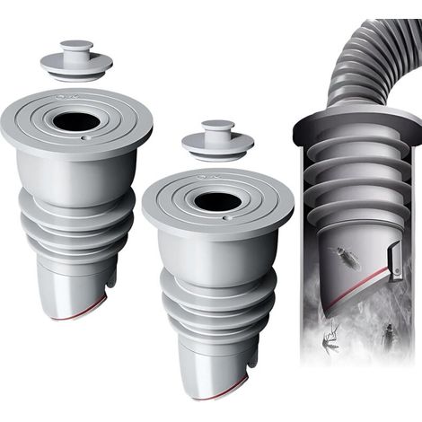2 x 35-40 mm Valve anti-odeurs Odour Seal pour lave-linge, élimination des odeurs pour lave-linge, cuisine, salle de bain (gris)