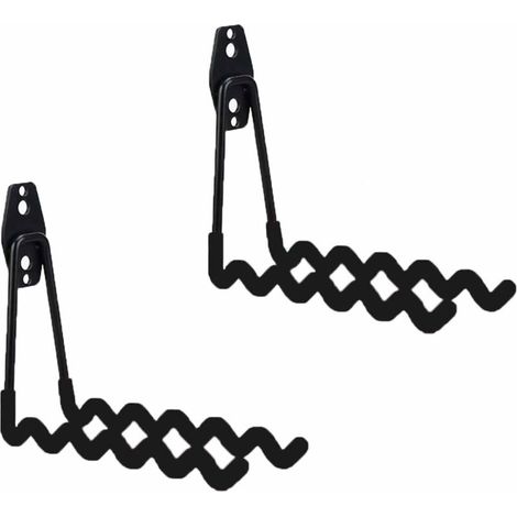 Lot de 2 crochets muraux pour garage, charges lourdes, doubles crochets de rangement, crochets de rangement pour échelle, outils, tuyau, outils électriques, vélo, outils de jardin, noirs