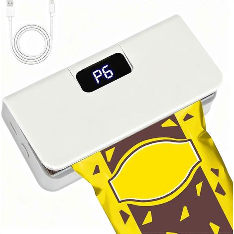 Scelleuse de sacs Mag Seal, mini scelleuse rechargeable avec indicateur de charge LED, scelleuse de sacs portable à 6 vitesses réglables, thermosoudeuse et coupe-sacs