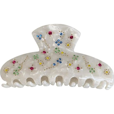 Pince à cheveux en forme de requin - Barrettes banane en strass - Pince à cheveux en acrylique pour femme (1/5)