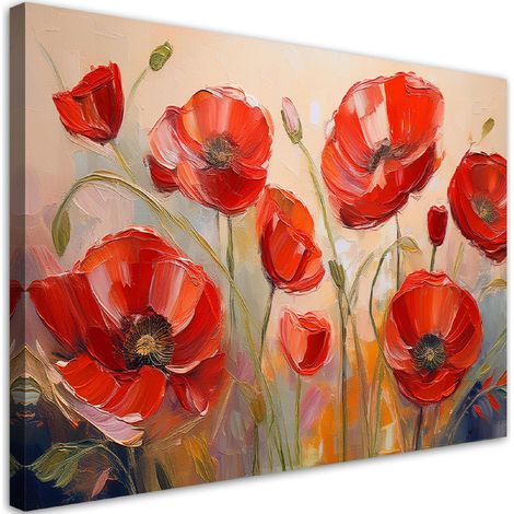 Tableau déco Coquelicots peints Fleurs rouges 100x70 (1/5)