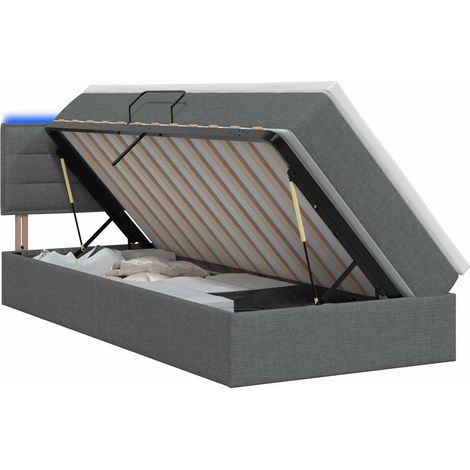 Letto con contenitore LED e materasso Grigio Scuro 90 x 200 cm vidaXL (1/5)