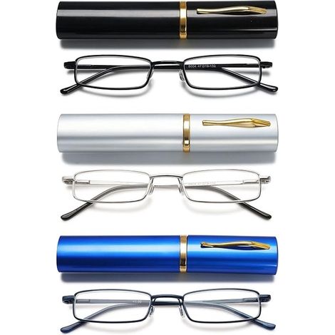 Gafas de lectura - Juego de 3 piezas - Negro, blanco, azul - 1.0+ (1/4)
