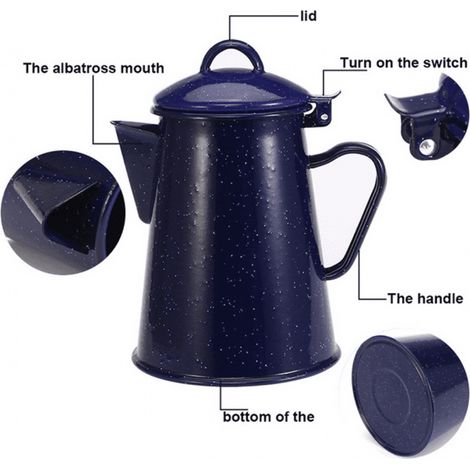 Cafetière avec couvercle pour camping résistante rouille (1/4)