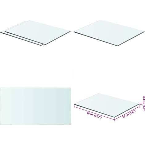 Panneaux d'étagère 2 pcs Verre Transparent 40 x 25 cm - Etagere Murale - Étagère Transparente - Étagère Verre Trempé - Décoration Murale - Rangement Mural - Home & Living (1/5)