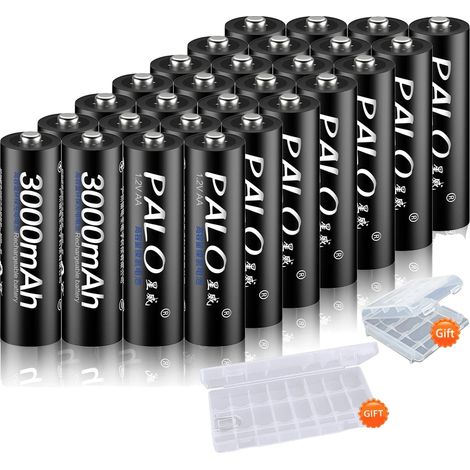 Pilas recargables, capacidad de 3000 mAh, tipo Ni-MH, 28 unidades AA (1/2)