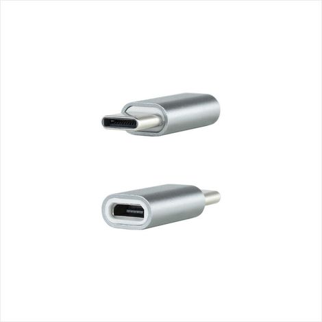 Adaptador USB-C a Micro USB, USB-C/M-Micro B/H, Aluminio, Gris (1/4)
