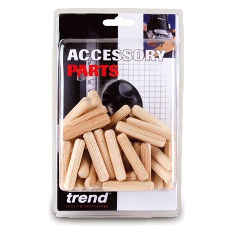 Trend DWL/5/50 50mm x50 Dowels Multi-grooved Kiln Dried Hardwood Dowel Pins (1/4)