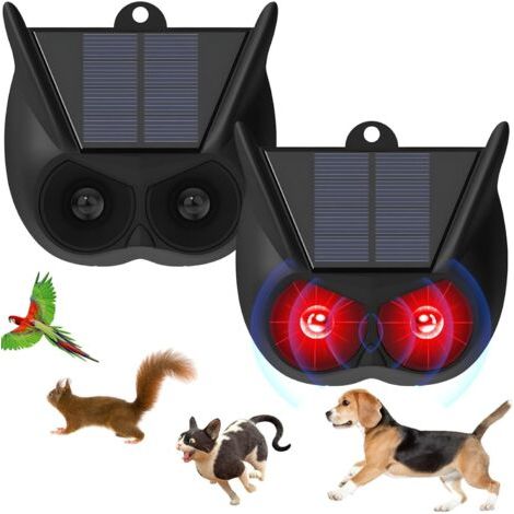 BUNTHAUS Lot de 2 répulsifs solaires pour chats de jardin, protection contre les renards IP44 avec lampe de poche LED, lampes solaires pour prédateurs, appareils de dissuasion pour jardin, cour et fer (1/5)