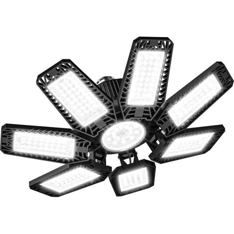 Plafonnier LED pour garage - 200 W, 20 000 lm, 6 500 K, avec 7 panneaux réglables et 1 panneau réglable, éclairage d'atelier, douille E26/E27 à visser, pour atelier, débarras, sous-sol, entrepôt
