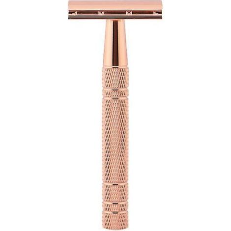 Rasoir de sécurité pour femme en or rose avec support - Rasoir en métal pour femme - Rasoir de sécurité - Rasage pour femme - Ra (1/2)