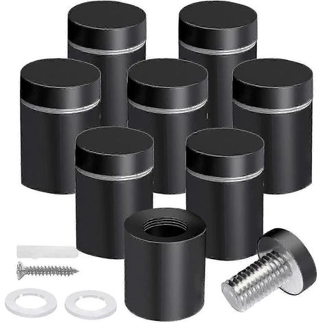 Vis d'espacement LM (lot de 8) 3/4 x 1 pouce, noires, pour panneaux, cadres photo suspendus en acrylique, publicité U MBZ-AquaForge (1/5)