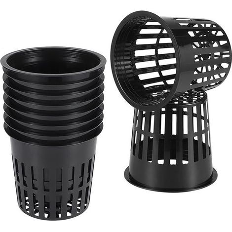 Macetas de rejilla - 6,5 cm - aptas para hidroponía - 10 unidades - negras (1/5)
