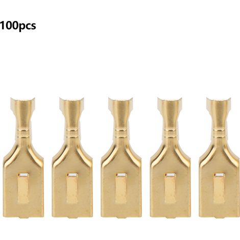 100 Pcs Blade Connector Square Brass Plug and Pull Type Connector Terminal 7.8mm (1/5)