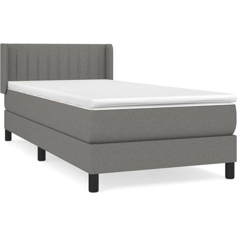 Cadre de lit en tissu, matelas inclus, gris foncé, 80 x 200 cm (1/5)