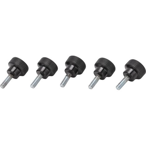 10 Stück Rändelschraubengriff Rundkopf-Klemmknopf-Spannbolzen Drehbank Handdrehmutter Schwarz M6x25x20 (1/5)