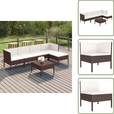 Arredamento da giardino - vidaXL Set Divani da Giardino 6 pz con Cuscini in Polyrattan Marrone - Divano in rattan