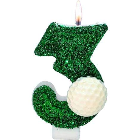 Bougie d'anniversaire en forme de chiffre - Décoration de gâteau 3D - Pour fête d'anniversaire, mariage, fête de golf, anniversaire de mariage (numéro de golf, numéro 3) (1/5)