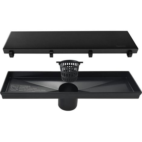 royaluxe -Tuyau d'évacuation de douche linéaire de 30 cm - avec couvercle d'insertion de carreaux plats et en céramique 2 en 1, siphon de sol de douche rectangulaire en acier inoxydable 304, tuyau d'é (1/5)