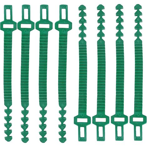 Juego de 8 ataduras ajustables para plantas de jardín, 24 cm, clips de plástico para plantas, conectores entrelazados para plantas de jardín. (1/5)