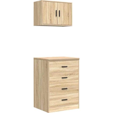 Meubles de Rangement,Armoires de garage 2 pcs chêne sonoma bois d'ingénierie CFW466069 (1/5)