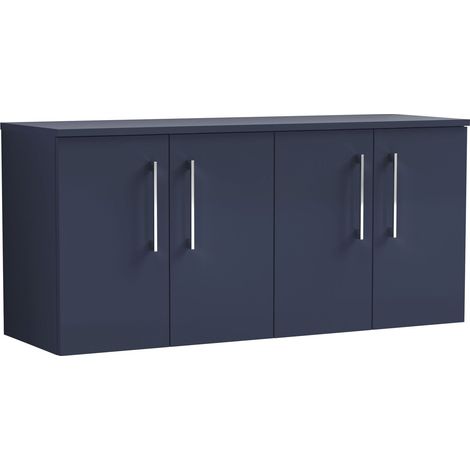 Nuie Arno Wall Hung 4-Door Vanity Unit with Worktop 1200mm Wide - Midnight Blue (1/4)