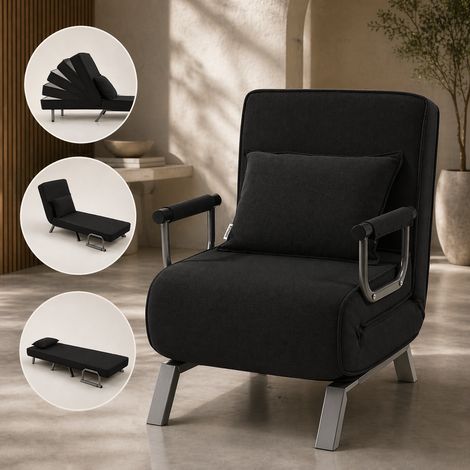 Makika Fauteuil Convertible Lit Ted Pliable en Noir