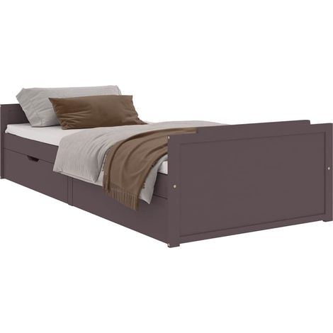 Maison Exclusive - Cadre de lit sans matelas marron foncé bois pin massif 90x200cm (1/5)