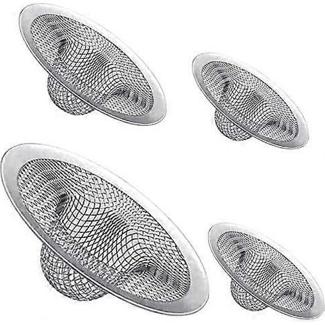 SeraphinaT Lot de 4 crépines d'évier robustes en acier inoxydable, compatibles avec la plupart des éviers de cuisine (11,4 cm), lavabos (7 cm) et bondes de douche. (1/3)