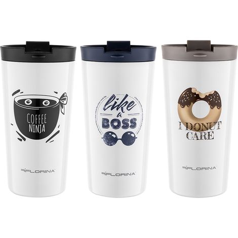 Mug isotherme en acier inoxydable 360 ml, assortiment de 3 modèles