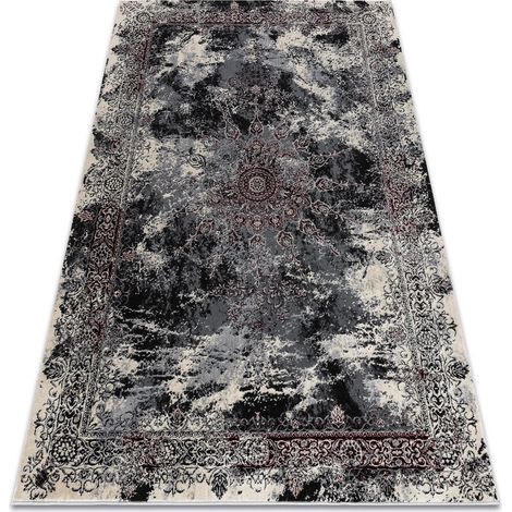Modern VINCI 1407 Teppich Rosette vintage - Strukturell elfenbein / Anthrazit multicolour 140x190 cm