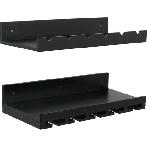 Lot de 2 casiers à bouteilles HWC-P22, porte-verres/bouteilles mural pour 6 bouteilles/15 verres Bois certifié MVG 61 x