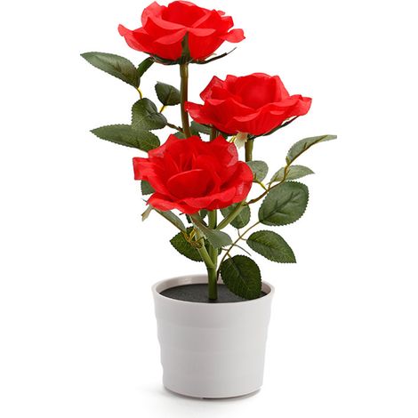 Lampe Solaire LED 3 Roses Fleurs avec Pot - Décoration Éclairage Jardin Extérieur (1/3)
