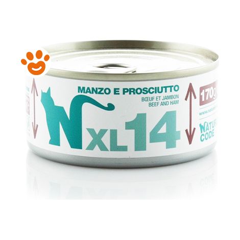Natural Code 14 Cat Adult XL Manzo e Prosciutto - Natural Code 14 Cat Adult XL Manzo e Prosciutto - Lattina Da 170 Gr