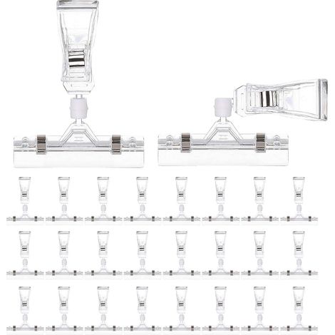 Lot de 25 porte-étiquettes en plastique pour étagère métallique, étiquette de prix de vente au détail, étiquettes de panier à clipser pour bacs de rangement, support d'affichage de marchandise (4 x 3- (1/5)