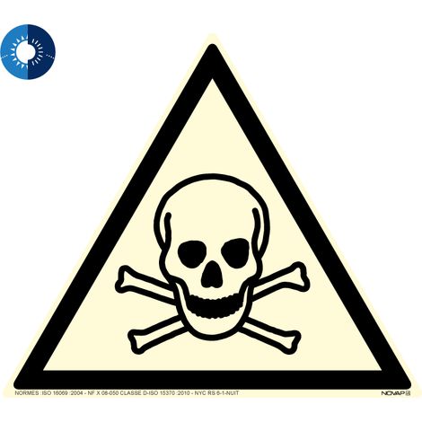 Panneau photoluminescent HD Danger de mort - rigide triangle 100mm - 4055534