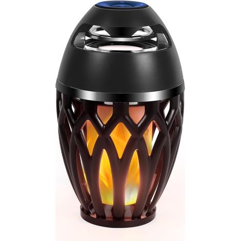 Altoparlante Bluetooth a LED effetto fiamma per uso esterno, impermeabile IPX5, Bluetooth 5.0, ideale per campeggio, feste e decorazioni, colore nero. (1/5)