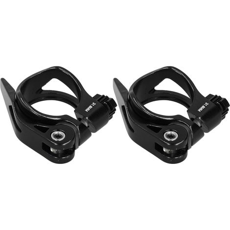 Lot de 2 colliers de serrage rapide pour tige de selle de VTT en alliage d'aluminium C73, 31,8 mm, noir (1/5)
