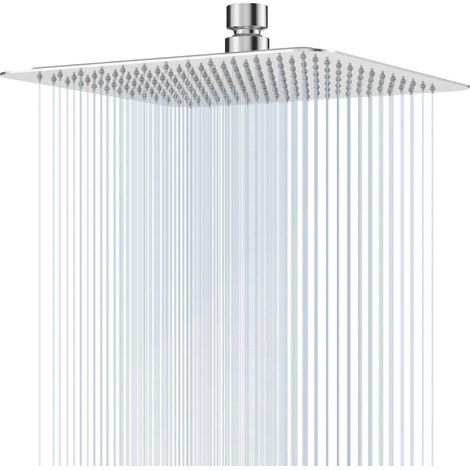 Pommeau de douche carré 30cm, acier inoxydable 304, chromé, anti-calcaire, orientable (1/5)