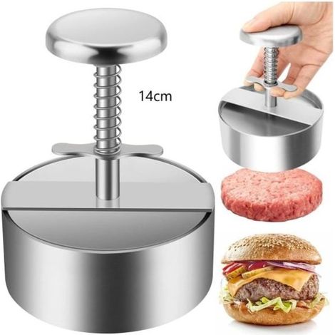 Presse à burger - Inox 304, ajustable - Antiadhésive - 14 cm (1/4)