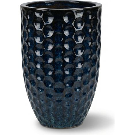 Provencelia Pflanzkübel Merovee Ø23 cm Höhe 35 cm frostbeständig, keramisch, handgefertigt, Eisblau (1/5)