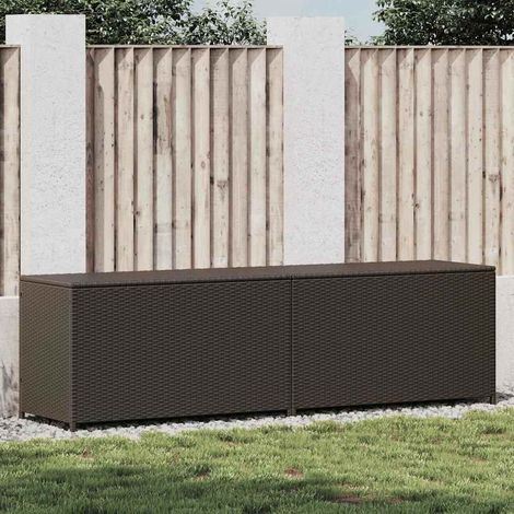 Boîte de rangement de jardin-Coffre de rangement-Stockage Rangement résine tressée 200x50x60 cm marron 673536 (1/5)