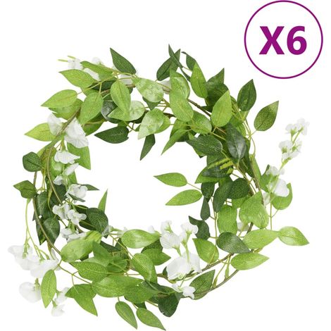 Guirlandes de fleurs 6 pcs blanc 200 cm (1/5)