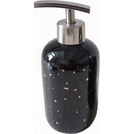 Trade Shop - Dispenser Porta Sapone Liquido Nero Macchiato Argento Bagno Moderno Arredo 59930 - (1/2)