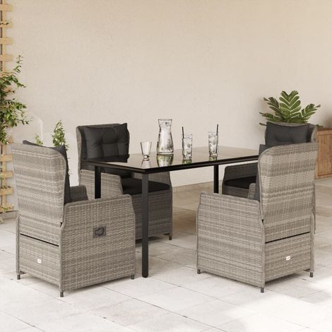 Ensemble à manger de jardin et coussins 5 pcs-Salon de jardin gris clair rotin 685536 (1/5)