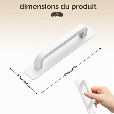 Poignée de Meuble Cuisine, corps en plastique, dimensions 10 × 2,5 cm, Pour Porte Coulissante, Balcon, Fenêtre (1/4)
