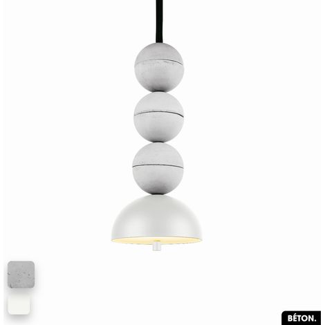 Lampe de suspension en béton - BOSFOR CONCRETE BLANC 3 BALLES LED 14W (1/2)
