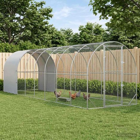 vidaXL Poulailler Argenté 800 x 200 x 200 cm Acier galvanisé (1/5)