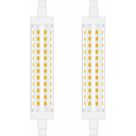 118-mm-R7S-LED-Lampe, 10 W, Kaltweiß (6000 K), doppelseitiger linearer Strahler, Ersatz für 100-W-Halogenlampen, ideal für Schlafzimmer und Badezimmer, nicht dimmbar, 2 Stück