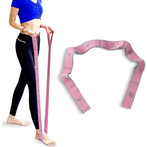 Yogagurt, Yoga-Stretchingband mit 8 Schlaufen, Elastischer Yogagurt, Übungsgurt, Beinbänder-Stretching-Gürtel, Elastischer Yogagurt für Yoga, Fitness, Pilates